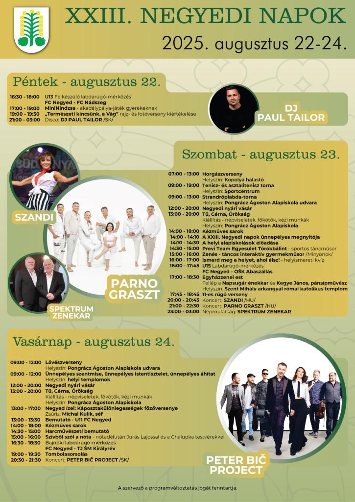 XXIII. NEDEDSKÉ DNI - XXIII. NEGYEDI NAPOK